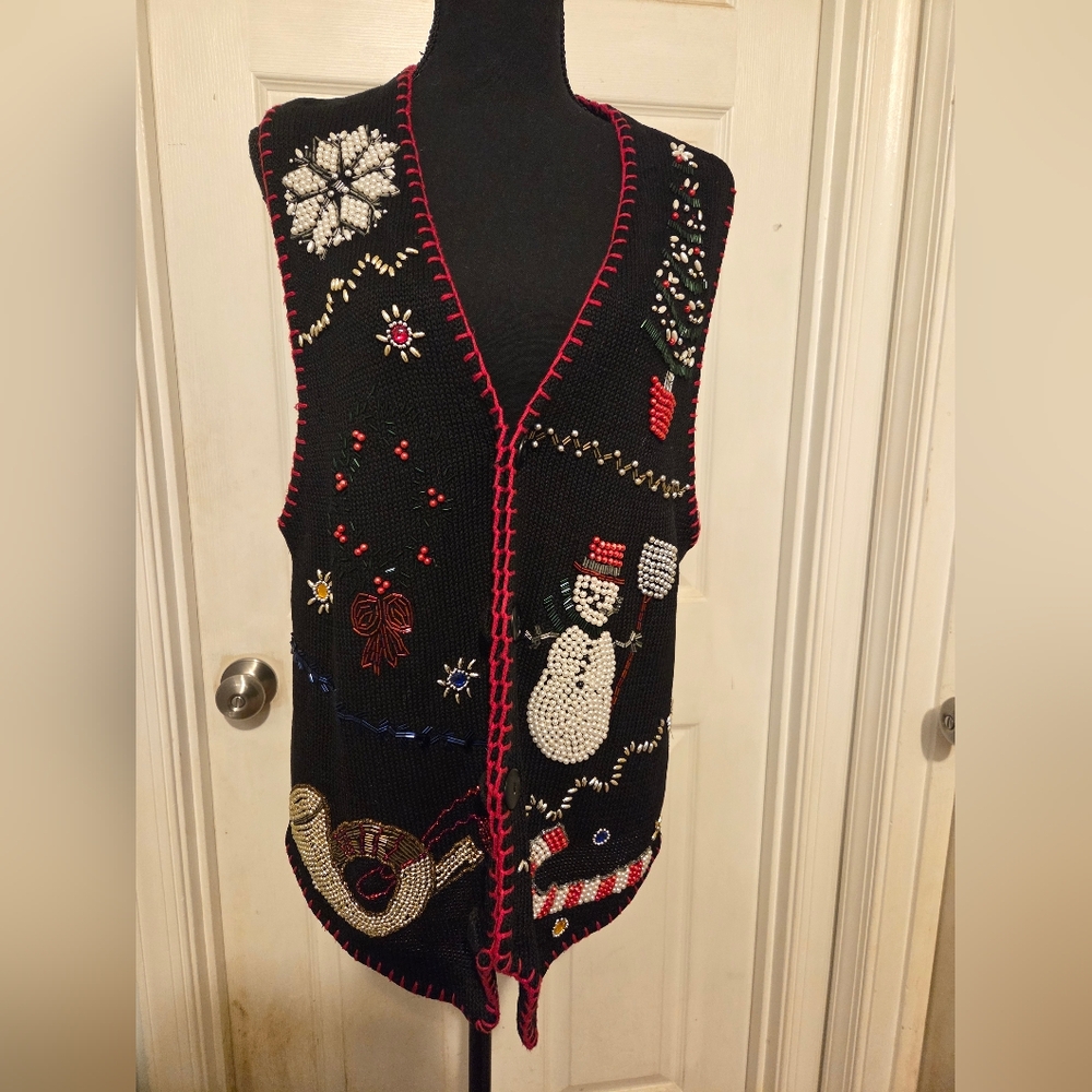 Victoria Jones Woman Black Festive Sweater Vest